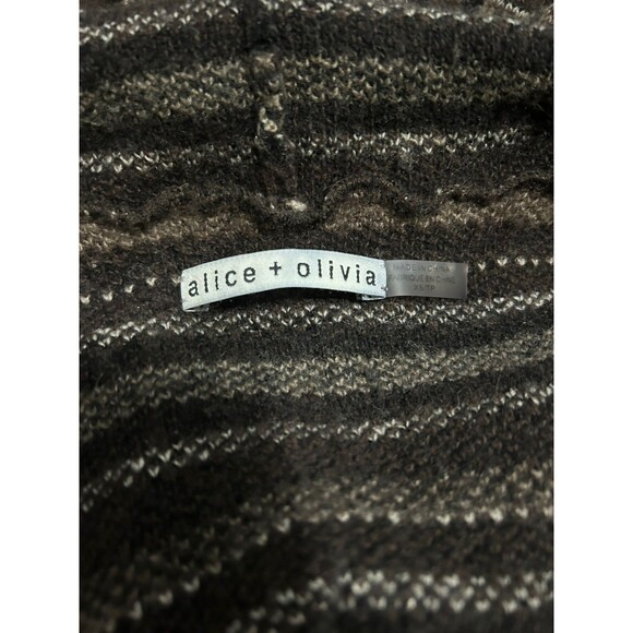 Alice + Olivia Sweater Womens XS Brown Wool Blend Crochet Knit Cardigan Aztec - Picture 5 of 6